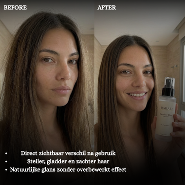 Steil, glad en glanzend haar dat zijn finish behoudt